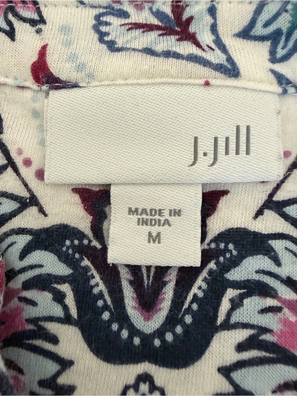 J. Jill White Floral-Print Sleeveless V-Neck Tank with Pink and Blue Accents - Picture 2 of 4